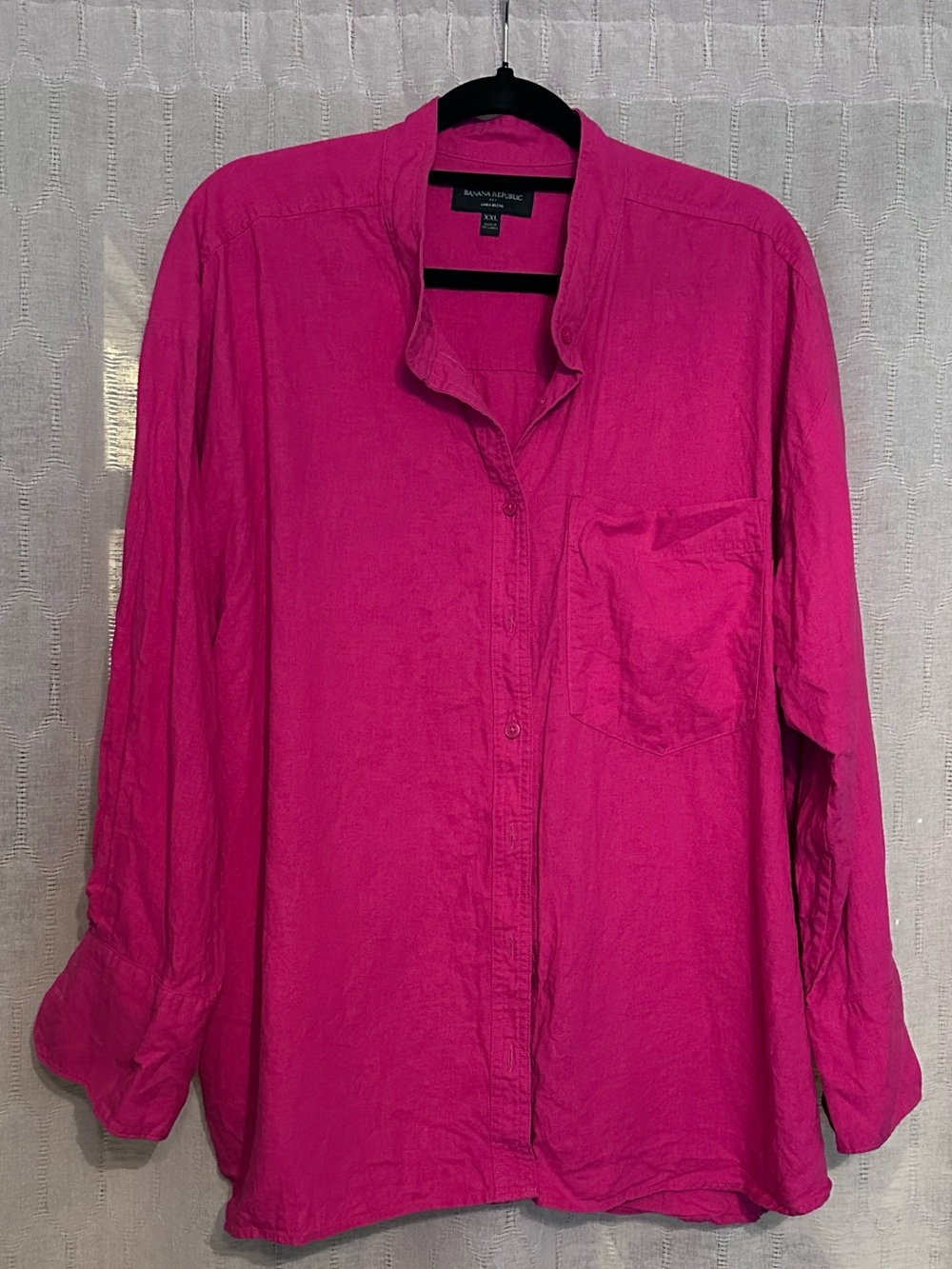 Banana Republic Pink Linen Long-Sleeve Button-Down Shirt